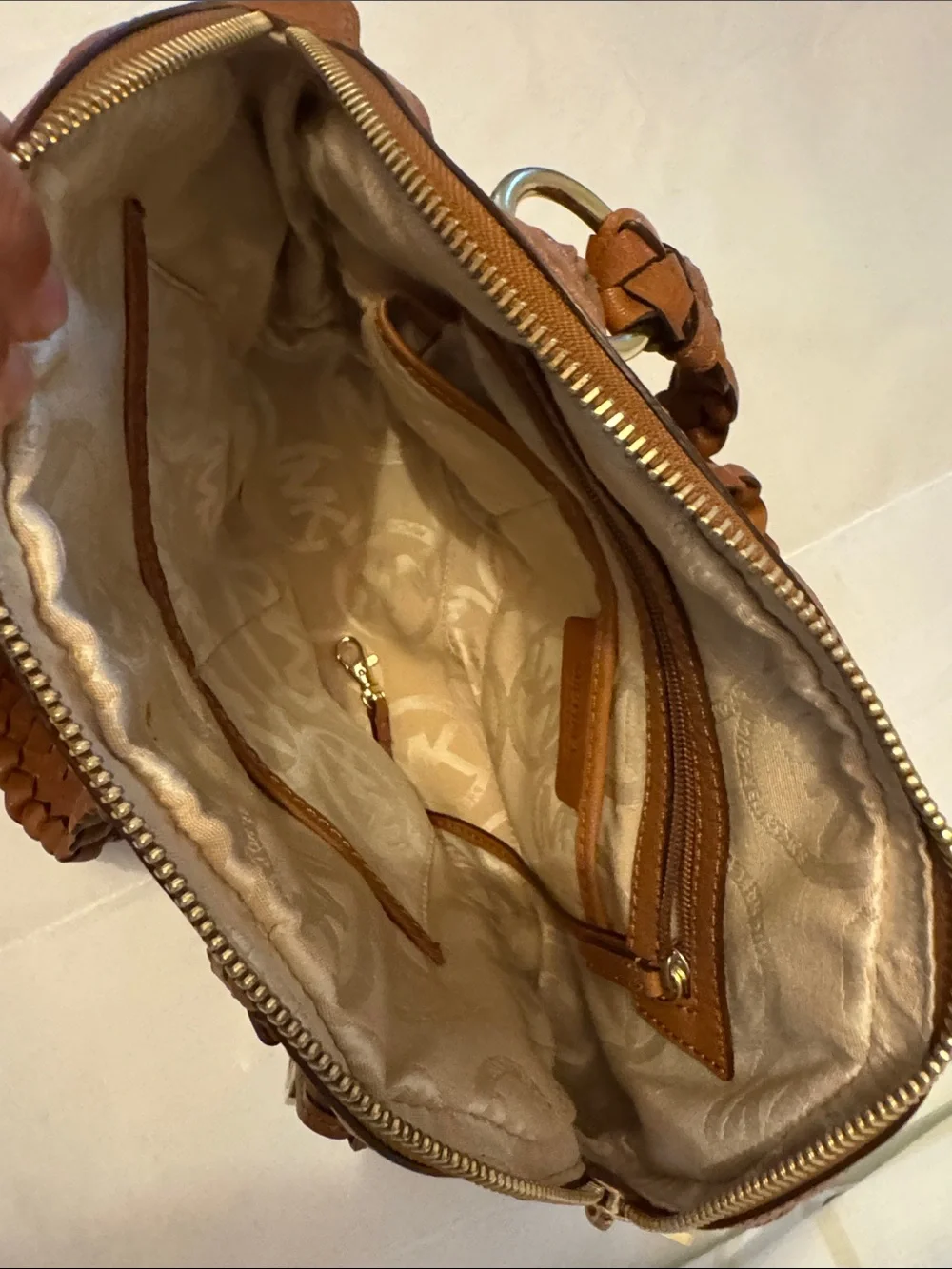 Michael Kors Braided Handle Tassel Satchel - Brown